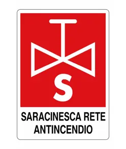 Cartello antincendio con scritta 'saracinesca rete antincendio'