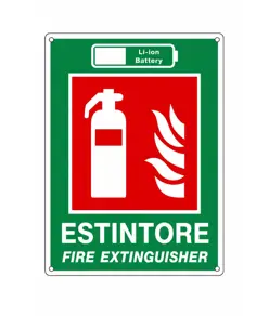 Cartello antincendio 'estintore per batterie a litio'