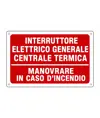 Cartello antincendio interruttore elettrico centrale termica