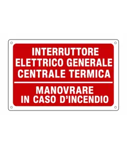 Cartello antincendio interruttore elettrico centrale termica