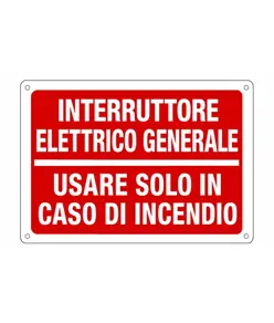 Cartello antincendio interruttore elettrico generale