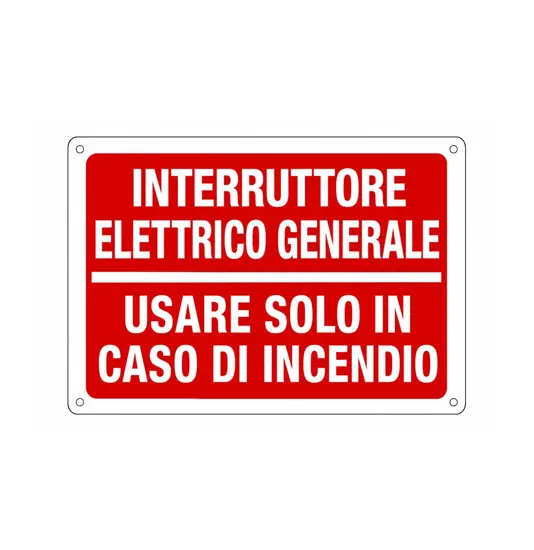 Cartello antincendio interruttore elettrico generale