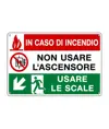 Cartello antincendio usare le scale freccia a sinistra