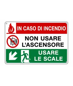 Cartello antincendio usare le scale freccia a sinistra