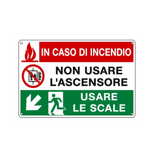 Cartello antincendio usare le scale freccia a sinistra