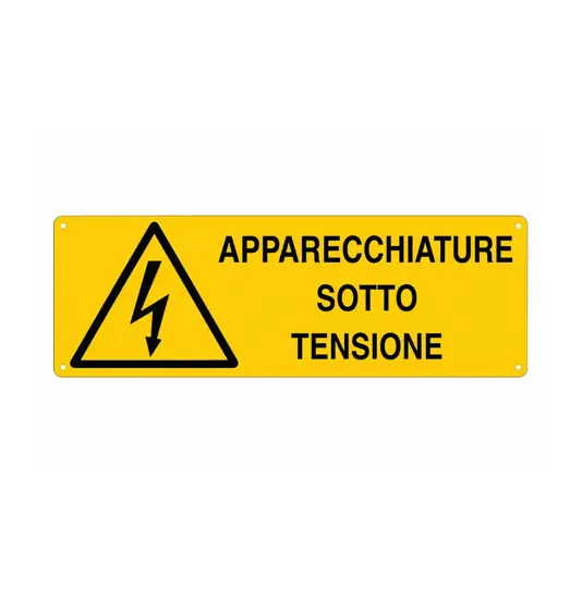 Cartello 'apparecchiature sotto tensione'