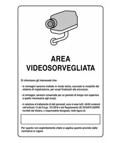 Cartello area videosorvegliata