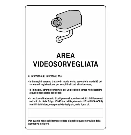 Cartello area videosorvegliata in alluminio