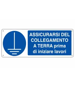 etichette adesive 'assicurarsi del collegamento a terra prima di iniziare i lavori'