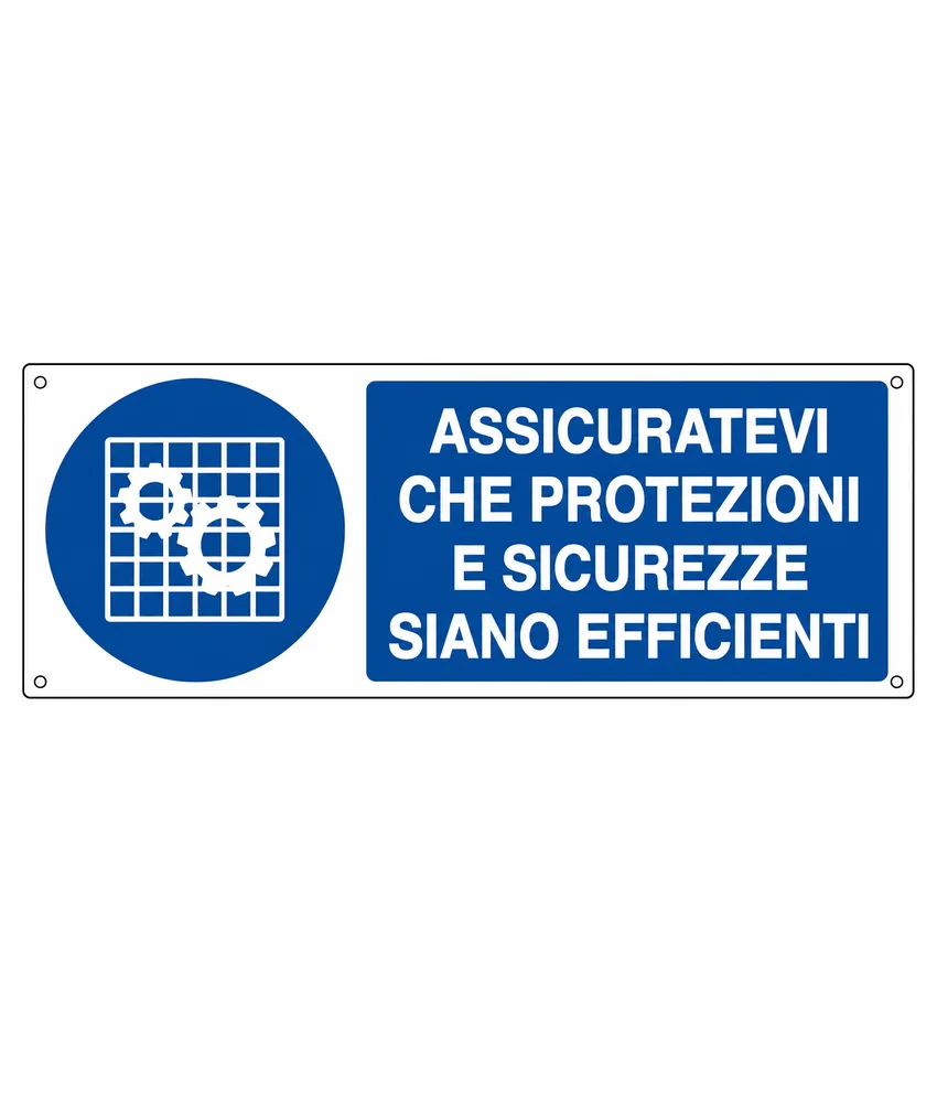 5 etichette adesive assicuratevi che protezioni e sicurezze siano efficienti, dimensioni 350x125mm