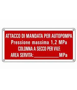 Cartello attacco di mandata per autopompa antincendio