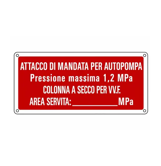 Cartello attacco di mandata per autopompa antincendio