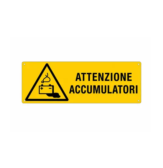Cartello 'attenzione accumulatori'