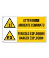 Cartello 'attenzione ambiente confinato pericolo esplosione danger explosion'
