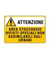 Cartello 'attenzione area stoccaggio rifiuti speciali non assimilabili...'