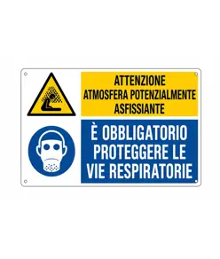 Cartello attenzione atmosfera asfissiante