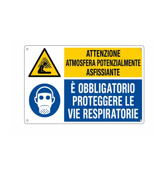 Cartello attenzione atmosfera asfissiante