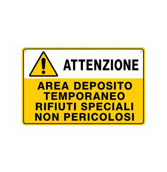 Cartello attenzione deposito rifiuti speciali non pericolosi