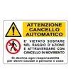 Cartello attenzione e divieto  per cancello meccanico