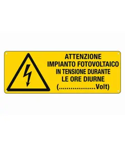 etichette adesive 'attenzione impianto fotovoltaico in tensione'