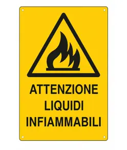 Cartello 'attenzione liquidi infiammabili'