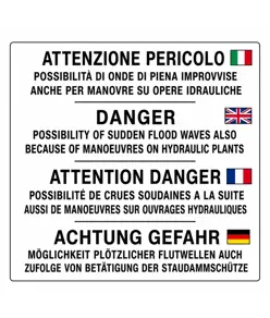 Cartello attenzione pericolo varie lingue