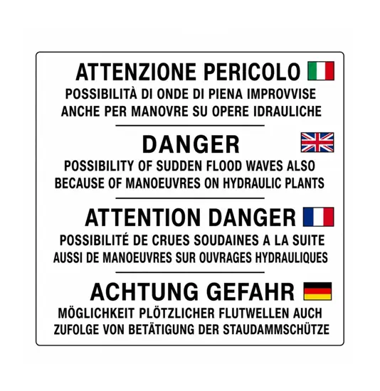 Cartello attenzione pericolo varie lingue