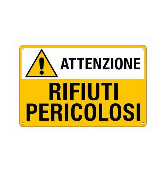 Cartello 'attenzione rifiuti pericolosi'