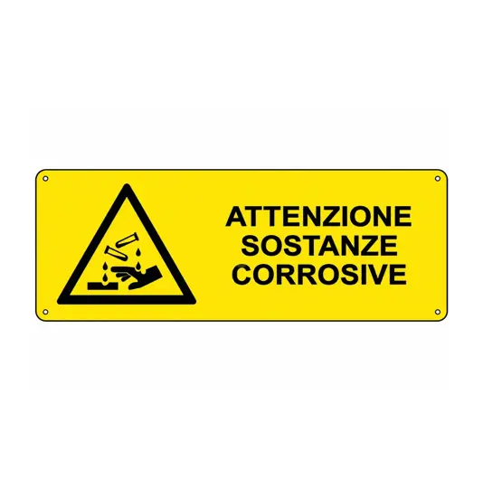 Cartello 'attenzione sostanze corrosive'