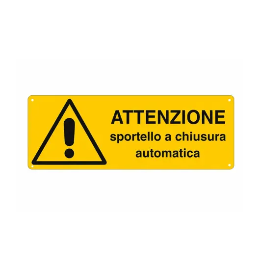 Cartello 'attenzione sportello a chiusura automatica'