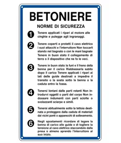 Cartello 'betoniere norme di sicurezza'