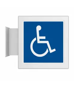Cartello bifacciale a bandiera 'toilette disabili'