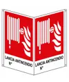 Cartello bifacciale con 'lancia antincendio N°'