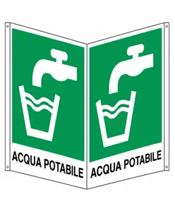 Cartello bifacciale con simbolo 'acqua potabile'