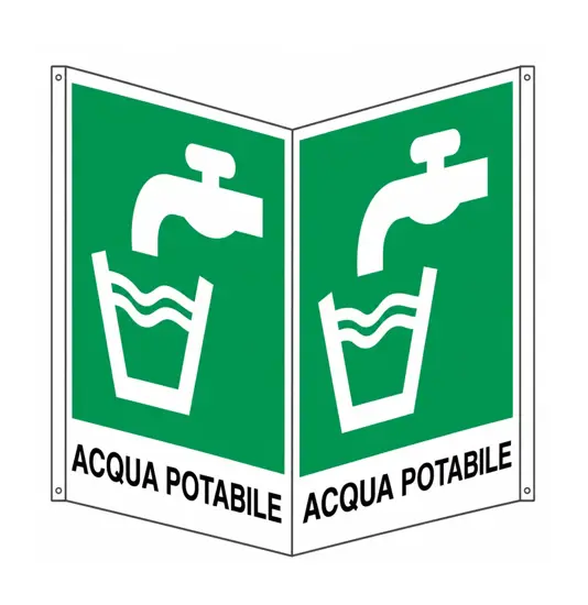 Cartello bifacciale con simbolo 'acqua potabile'