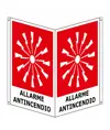 Cartello bifacciale con simbolo 'allarme antincendio'