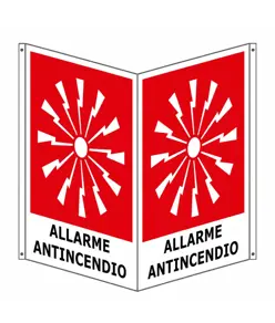 Cartello bifacciale con simbolo 'allarme antincendio'