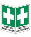 Cartello bifacciale con simbolo 'cassetta di pronto soccorso'
