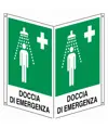 Cartello bifacciale con simbolo 'doccia di emergenza'