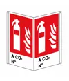 Cartello bifacciale con simbolo estintore ' A CO2 N°'