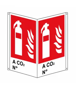 Cartello bifacciale con simbolo estintore ' A CO2 N°'