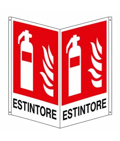Cartello bifacciale con simbolo 'estintore'