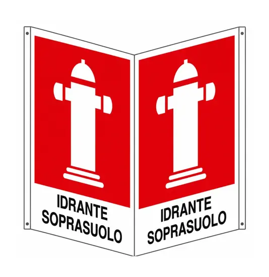 Cartello bifacciale con simbolo 'idrante soprasuolo'