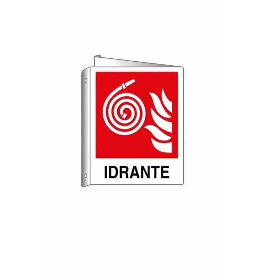 Cartello bifacciale con simbolo 'idrante'