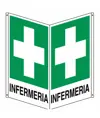 Cartello bifacciale con simbolo 'infermeria'