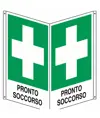 Cartello bifacciale con simbolo 'pronto soccorso'