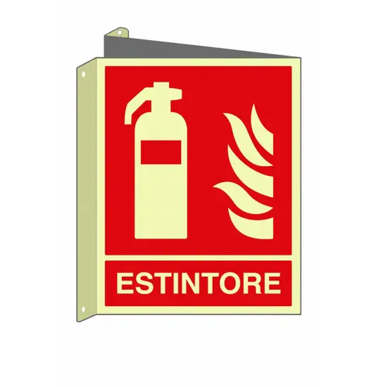 Cartello bifacciale luminescente 'estintore'  Din Plus