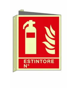 Cartello bifacciale luminescente 'estintore N°'  Din Plus