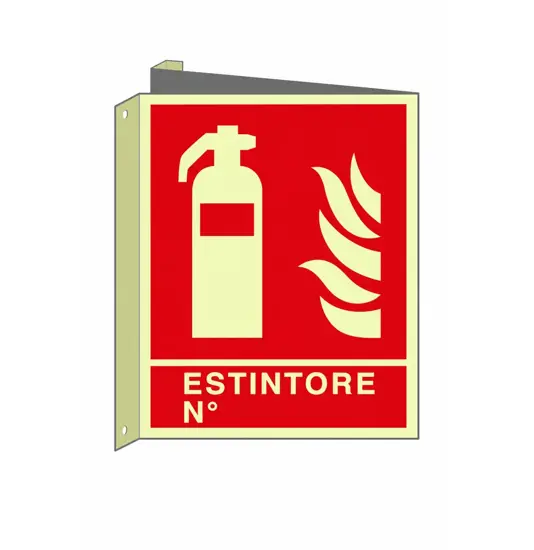 Cartello bifacciale luminescente 'estintore N°'  Din Plus