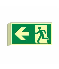 Cartello bifacciale luminescente uscita di emergenza a sinistra